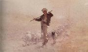 Nicolae Grigorescu Shepherd with Herd oil painting on canvas